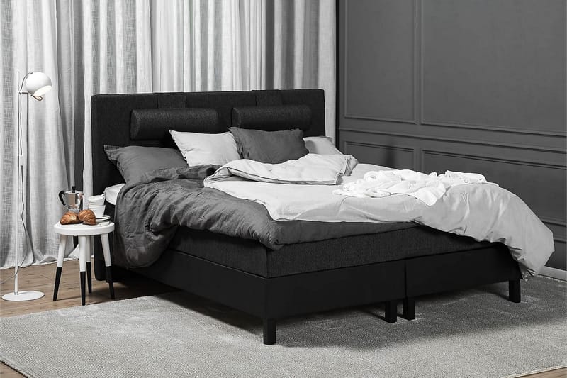 Kontinentalsäng Olivia 180x200 Skum - Svart|Grå|PU - Möbler - Säng - Kontinentalsäng
