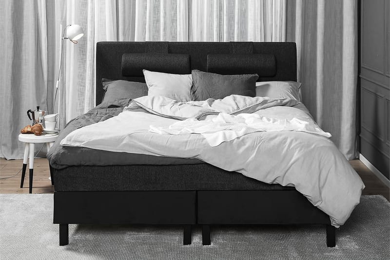 Kontinentalsäng Olivia 180x200 Skum - Svart|Grå|PU - Möbler - Säng - Kontinentalsäng
