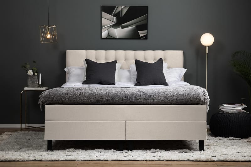 Kontinentalsäng Olivia 180x200 Polyeter - Beige - Möbler - Säng - Kontinentalsäng