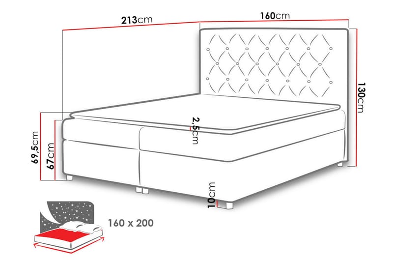 Kontinentalsäng Roma 160x200 med Förvaring - Mörkgrå - Kontinentalsäng