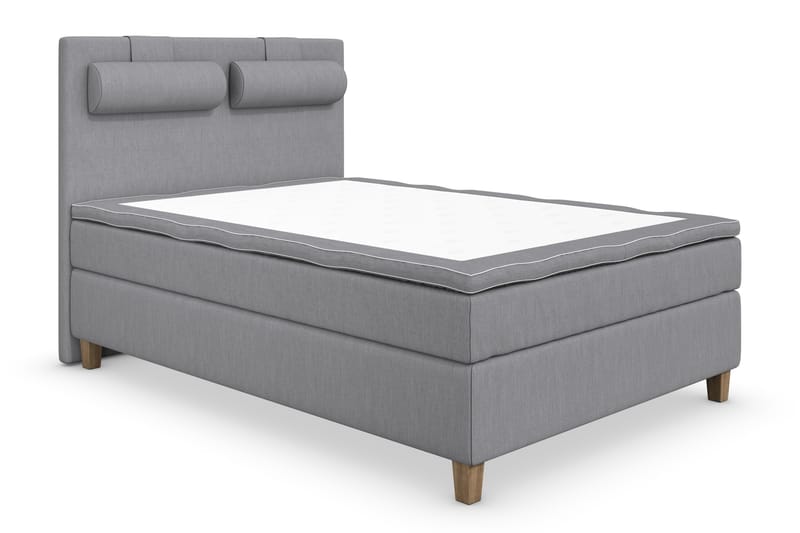 Kontinentalsäng Roma Lyx 120 Ljusgrå/Ekben - 120x200 cm - Möbler - Säng - Kontinentalsäng