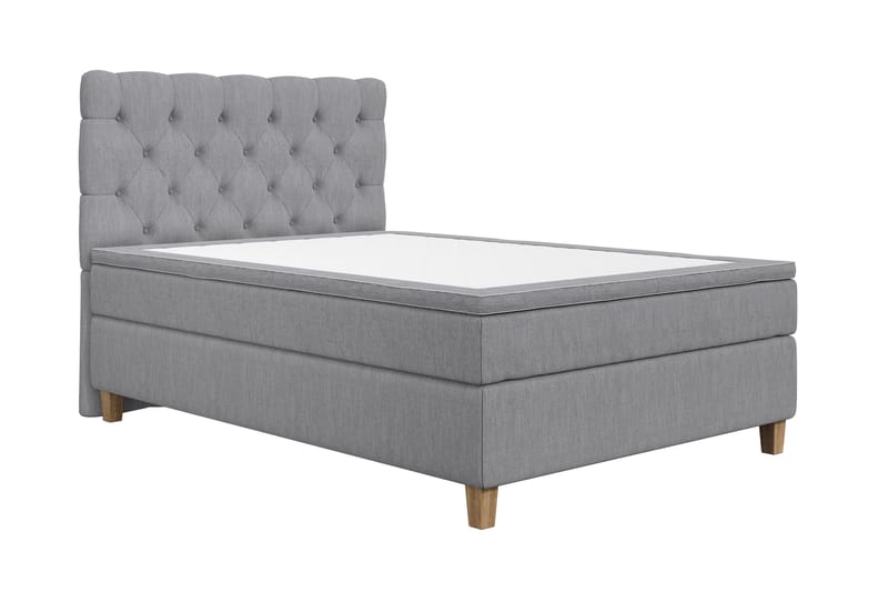 Kontinentalsäng Roma Lyx 120 Ljusgrå/Ekben - 120x200 cm - Möbler - Säng - Kontinentalsäng