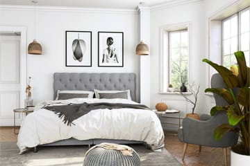 Kontinentalsäng Roma Lyx 140 Ljusgrå/Svarta Ben - 140x200 cm - Möbler - Säng - Kontinentalsäng