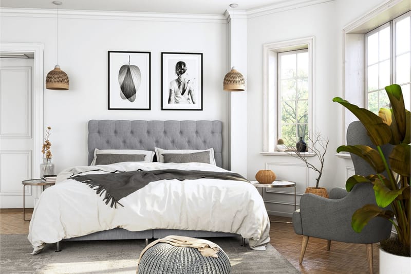 Kontinentalsäng Roma Lyx 140 Ljusgrå/Svarta Ben - 140x200 cm - Möbler - Säng - Kontinentalsäng