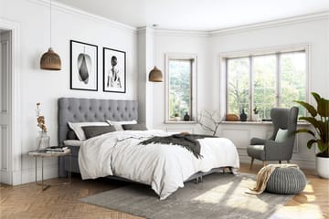 Kontinentalsäng Roma Lyx 140 Ljusgrå/Svarta Ben - 140x200 cm - Möbler - Säng - Kontinentalsäng