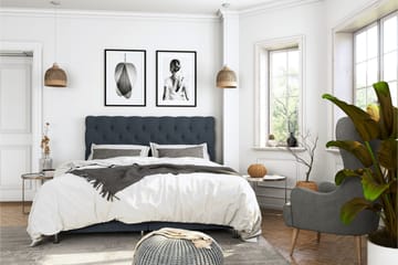 Kontinentalsäng Roma Lyx 140 Mörkblå/Silver Ben - 140x200 cm - Möbler - Säng - Kontinentalsäng