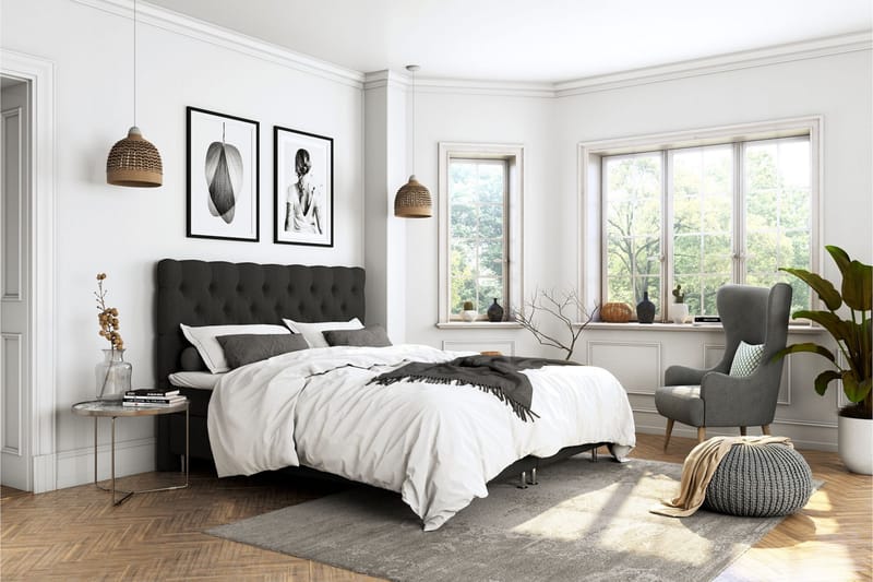 Kontinentalsäng Roma Lyx 140 Svart/Svarta Ben - 140x200 cm - Möbler - Säng - Kontinentalsäng