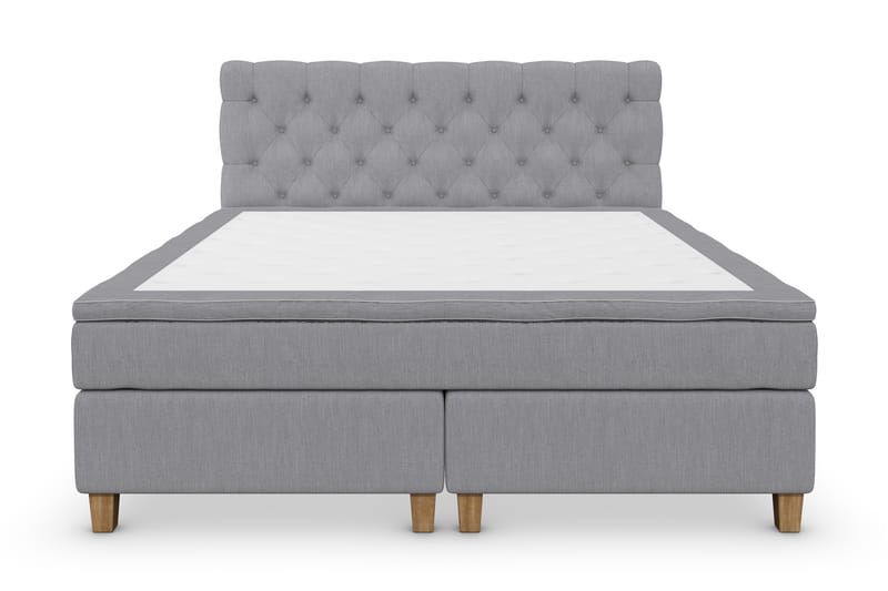 Kontinentalsäng Roma Lyx 160 Ljusgrå/Ekben - 160x200 cm - Möbler - Säng - Kontinentalsäng