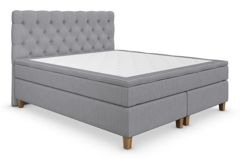 Kontinentalsäng Roma Lyx 180 Ljusgrå/Ekben - 180x200 cm - Möbler - Säng - Kontinentalsäng