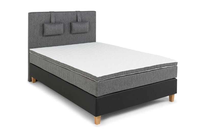 Kontinentalsäng Romance Lyx 120x200 Konstläder/Tyg - Svart|Ljusgrå - Möbler - Säng - Kontinentalsäng