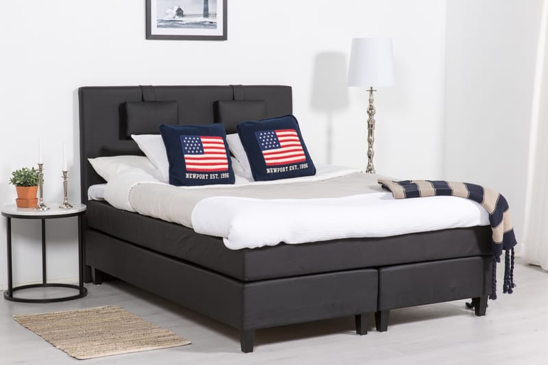 Kontinentalsäng Romance Lyx 160x200 Konstläder - Svart - Möbler - Säng - Kontinentalsäng