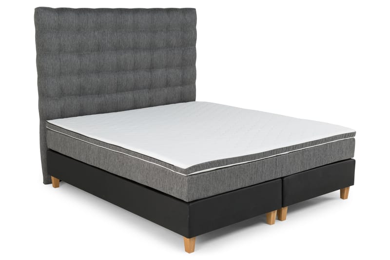Kontinentalsäng Romance Lyx 180x200 Konstläder/Tyg - Svart|Ljusgrå - Möbler - Säng - Kontinentalsäng