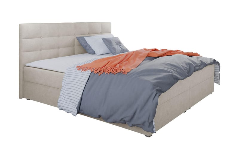 Kontinentalsäng Selmes 160x200 cm med Sänggavel - Beige - Möbler - Säng - Kontinentalsäng