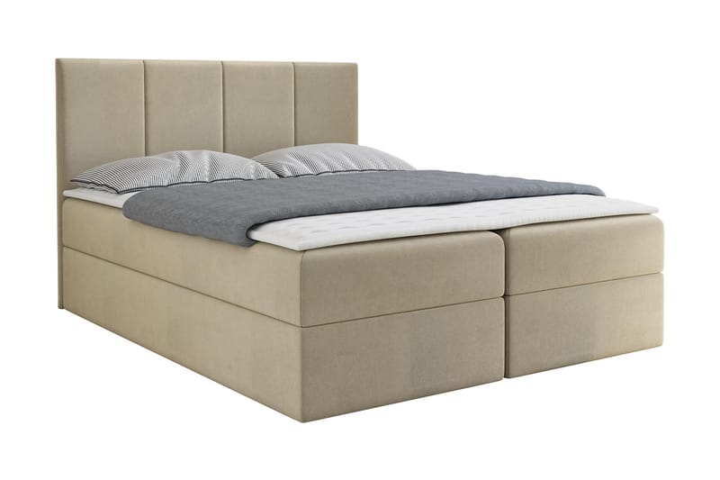 Kontinentalsäng Skudderup 140x200 cm + Bäddmadrass - Beige - Möbler - Säng - Kontinentalsäng