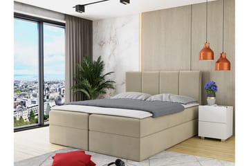 Kontinentalsäng Skudderup 160x200 cm + Bäddmadrass - Beige - Möbler - Säng - Kontinentalsäng