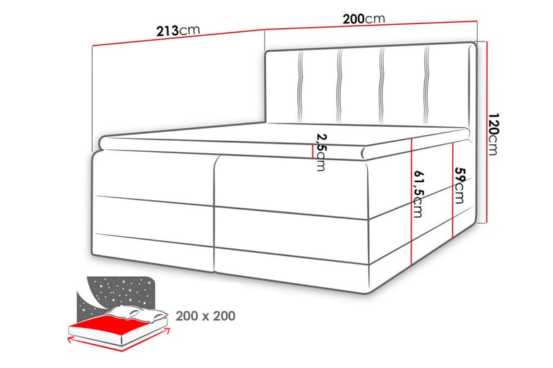 Kontinentalsäng Songvik 200x200 - Brun - Kontinentalsäng - Dubbelsäng