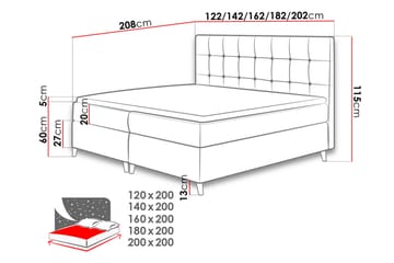 Kontinentalsäng Taiwan 180x200 cm - Grå - Möbler - Säng - Kontinentalsäng