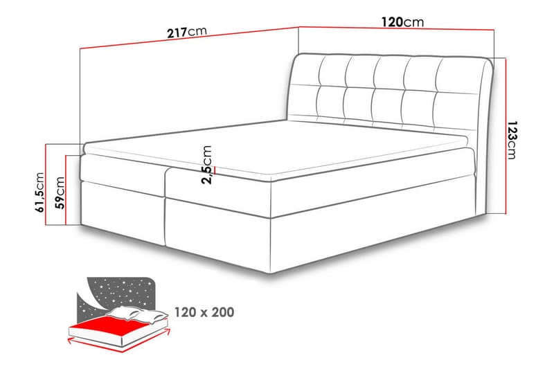 Kontinentalsäng Tryland 120x200 - Grå - Kontinentalsäng - Dubbelsäng