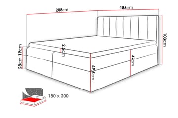 Kontinentalsäng Wishon 180x200 - Svart - Möbler - Säng - Kontinentalsäng
