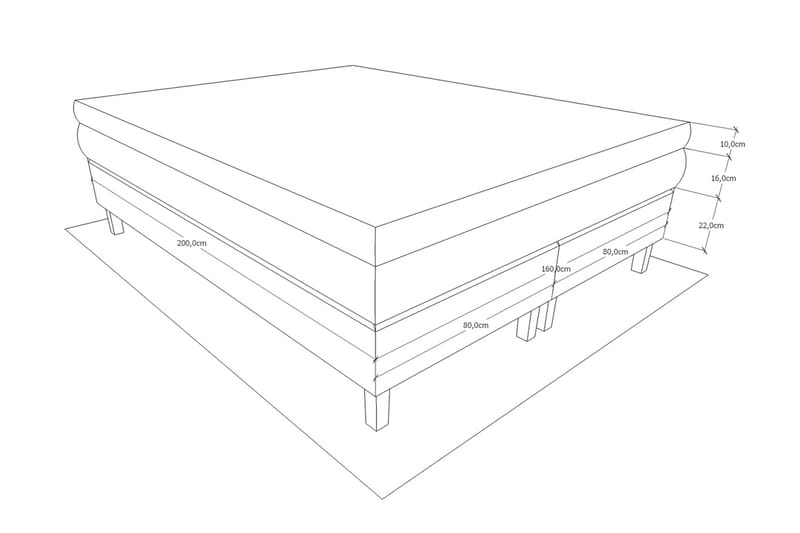 Kontinentalsänng Longford 160x200 - Ljusgrå - Kontinentalsäng - Dubbelsäng