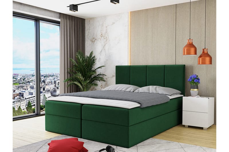 Laggano Kontinentalsäng 160x200 cm + Bäddmadrass - Grön - Möbler - Säng - Kontinentalsäng