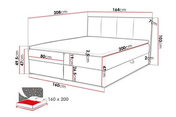 Laggano Kontinentalsäng 160x200 cm + Bäddmadrass - Beige - Möbler - Säng - Kontinentalsäng