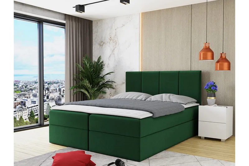 Laggano Kontinentalsäng 180x200 cm + Bäddmadrass  Grön - Grön - Möbler - Säng - Kontinentalsäng