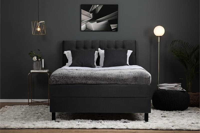 Lucky Komplett Sängpaket 120x200 Skum Diamant Sänggavel - Svart/Grå - Möbler - Säng - Enkelsäng