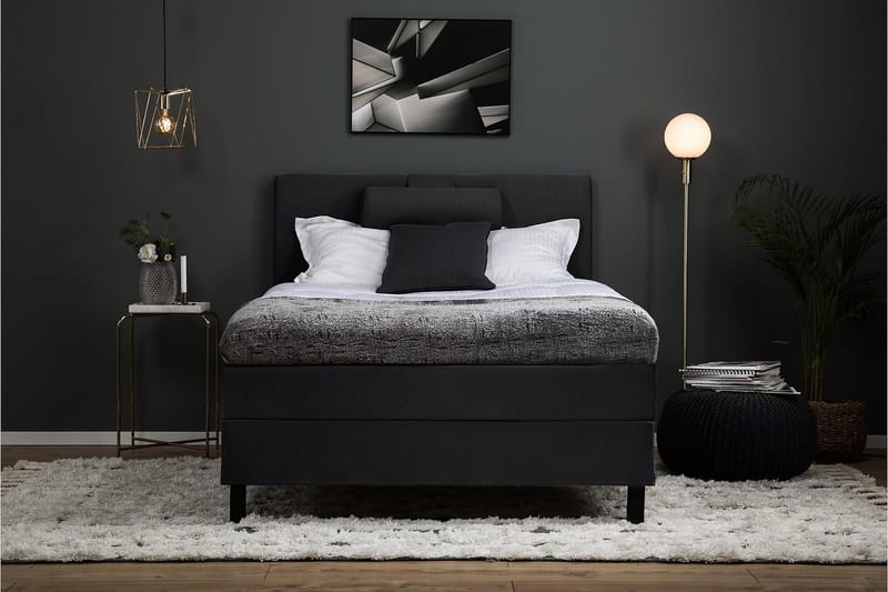 Lucky Komplett Sängpaket 120x200 Skum Slät - Nackkudde Liten Svart/Grå - Möbler - Säng - Enkelsäng