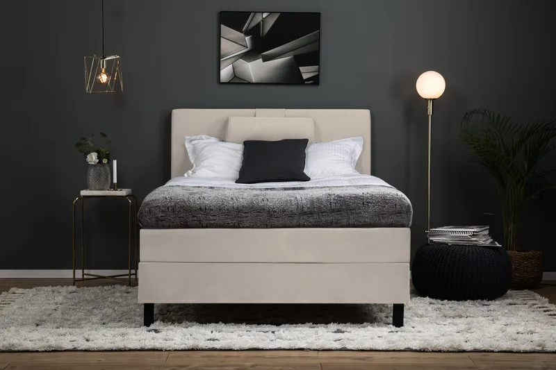 Lucky Komplett Sängpaket 120x200 Skum Slät Sänggavel - Nackkudde Stor Beige - Möbler - Säng - Enkelsäng