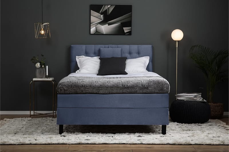 Lucky Komplett Sängpaket 120x200 Polyeter Diamant Sänggavel - Nackkudde Liten Mörkblå - Möbler - Säng - Enkelsäng