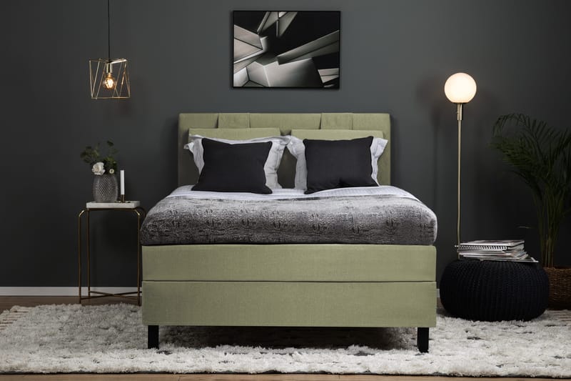 Lucky Komplett Sängpaket 120x200 Polyeter Diamant Sänggavel - Grön - Möbler - Säng - Enkelsäng