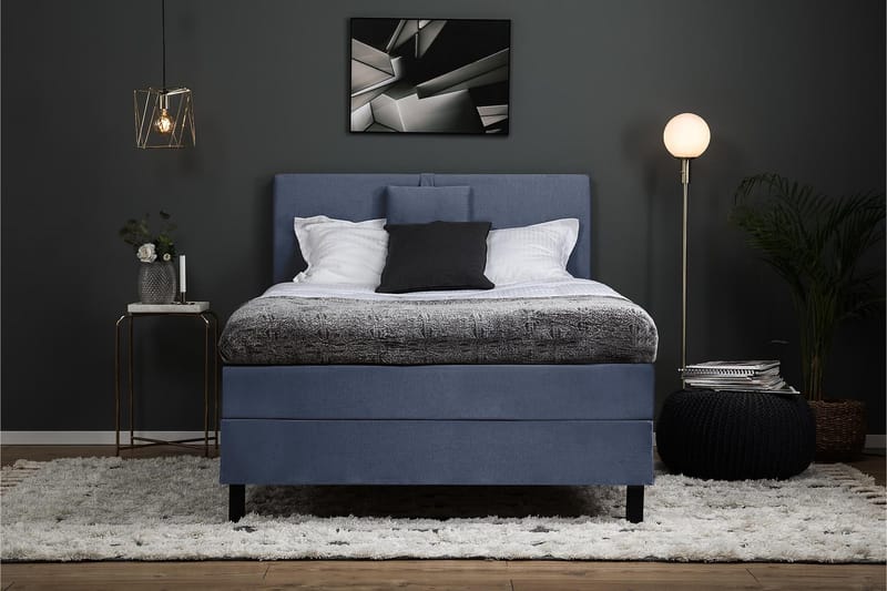 Lucky Komplett Sängpaket 120x200 Polyeter Slät Sänggavel - Nackkudde Liten Mörkblå - Möbler - Säng - Enkelsäng