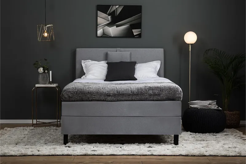 Lucky Komplett Sängpaket 120x200 Polyeter Slät - Nackkudde Liten Mellangrå - Möbler - Säng - Enkelsäng