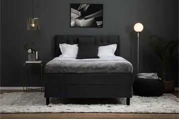 Lucky Komplett Sängpaket 120x200 Polyeter Diamant Sänggavel - Nackkudde Liten Svart/Grå - Möbler - Säng - Enkelsäng