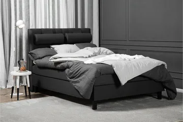 Lucky Komplett Sängpaket 140x200 Latex Diamant Sänggavel - Nackkudde Liten Svart/Grå - Möbler - Säng - Kontinentalsäng