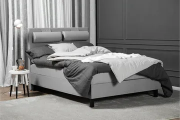 Lucky Komplett Sängpaket 140x200 Latex Slät Sänggavel - Nackkudde Liten Mellangrå - Möbler - Säng - Kontinentalsäng