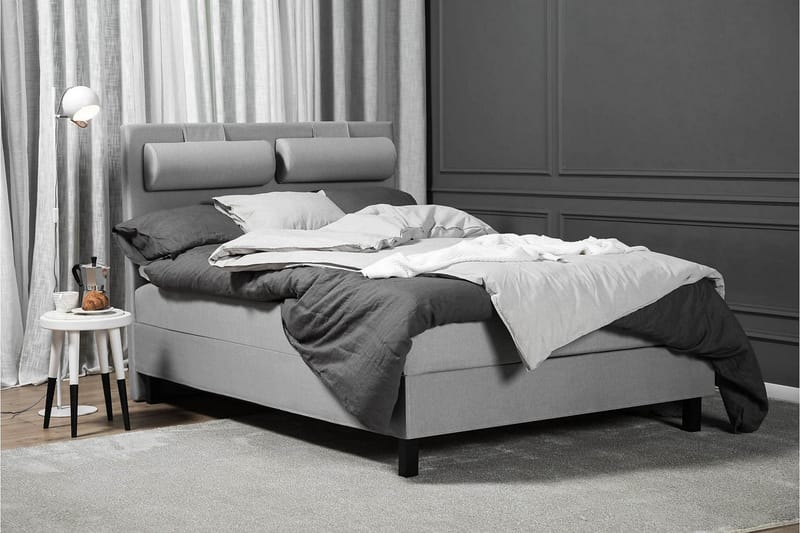 Lucky Komplett Sängpaket 140x200 Latex Slät Sänggavel - Nackkudde Liten Mellangrå - Möbler - Säng - Kontinentalsäng