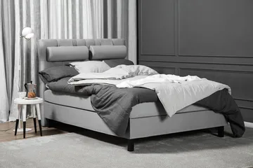 Lucky Komplett Sängpaket 140x200 Skum Diamant Sänggavel - Mellangrå - Möbler - Säng - Kontinentalsäng