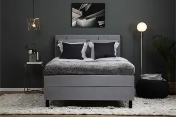 Lucky Komplett Sängpaket 140x200 Skum Slät Sänggavel  Nac - Nackkudde Stor Mellangrå - Möbler - Säng - Kontinentalsäng