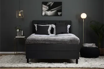 Lucky Komplett Sängpaket 140x200 Polyeter Slät - Nackkudde Liten Svart/Grå - Möbler - Säng - Kontinentalsäng