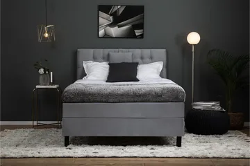 Lucky Komplett Sängpaket 140x200 Polyeter Diamant Sänggavel - Grå - Möbler - Säng - Kontinentalsäng
