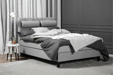 Lucky Komplett Sängpaket 140x200 Polyeter Diamant Sänggavel - Nackkudde Stor Mellangrå - Möbler - Säng - Kontinentalsäng