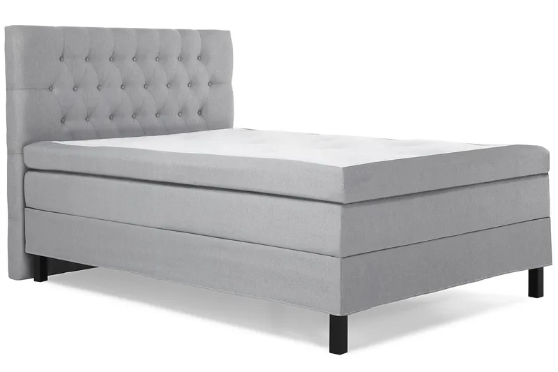 Lucky Komplett Sängpaket 140x200 Polyeter Diamant Sänggavel - Grå - Möbler - Säng - Kontinentalsäng
