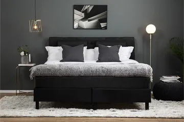 Lucky Komplett Sängpaket 160x200 Latex Diamant - Nackkudde Stor Svart/Grå/PU - Möbler - Säng - Kontinentalsäng