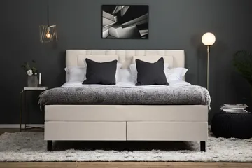 Lucky Komplett Sängpaket 160x200 Latex Diamant Sänggavel - Nackkudde Stor Beige - Möbler - Säng - Kontinentalsäng