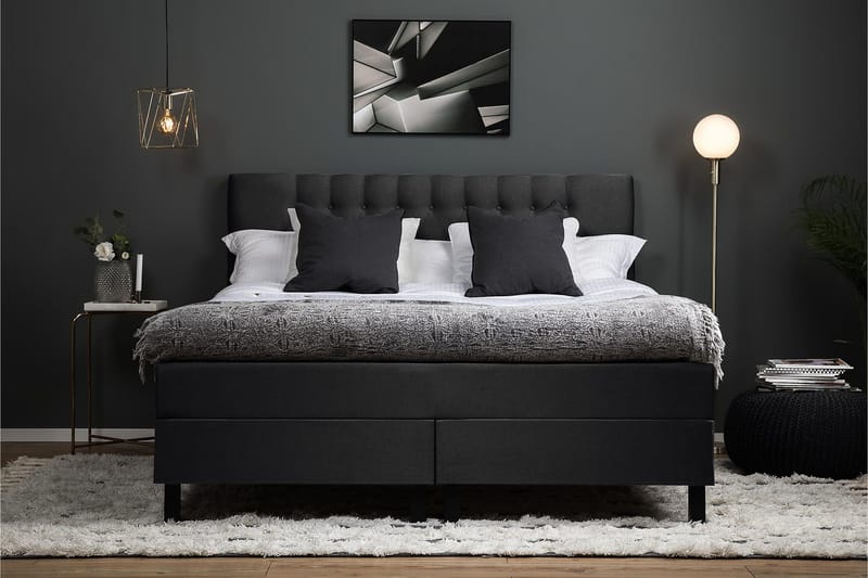 Lucky Komplett Sängpaket 160x200 Latex Diamant - Svart/Grå - Möbler - Säng - Kontinentalsäng