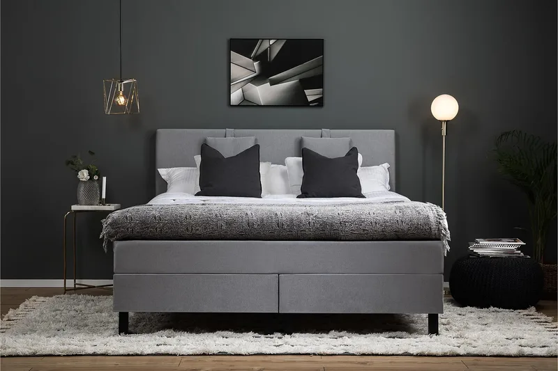 Lucky Komplett Sängpaket 160x200 Latex Slät - Nackkudde Liten Mellangrå - Möbler - Säng - Kontinentalsäng