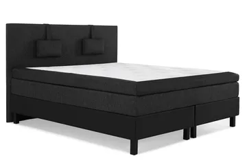 Lucky Komplett Sängpaket 160x200 Latex Slät - Nackkudde Liten Svart/Grå/PU - Möbler - Säng - Kontinentalsäng
