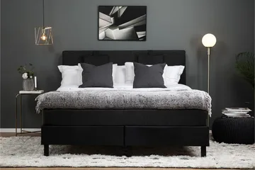 Lucky Komplett Sängpaket 160x200 Latex Slät - Nackkudde Liten Svart/Grå/PU - Möbler - Säng - Kontinentalsäng